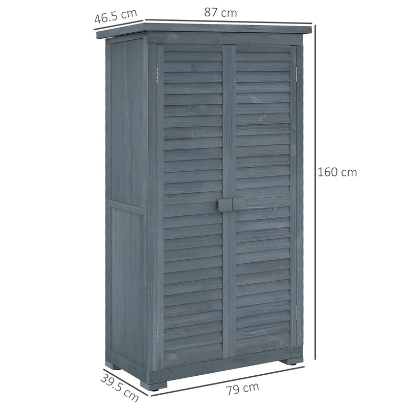 Grey Fir Wood Garden Storage Cabinet 39.5 x 79cm by Outsunny
