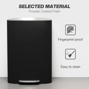 50L Pedal Kitchen Bin with Soft Close Lid and Removable Inner Bucket for Home Black