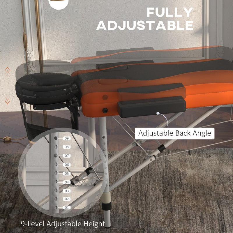 Massage Table Foldable Adjustable Height for Comfortable Home Use Black and Orange