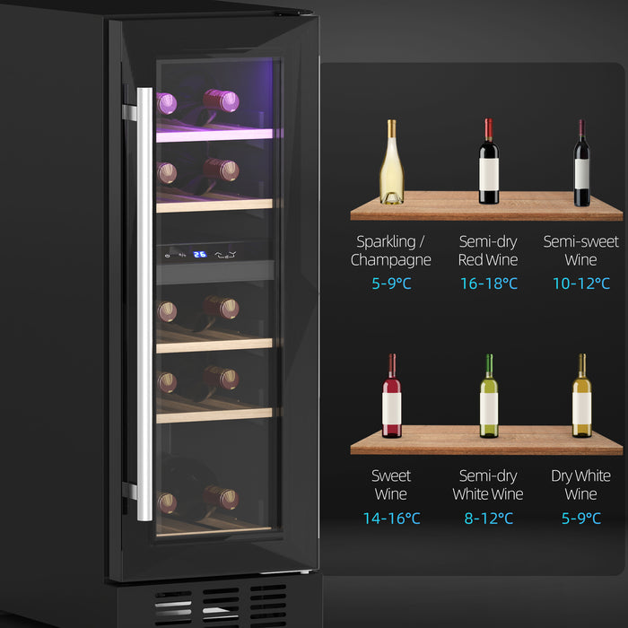 Black Dual Zone Wine Fridge 16 Bottle Capacity 5-18℃ by HOMCOM