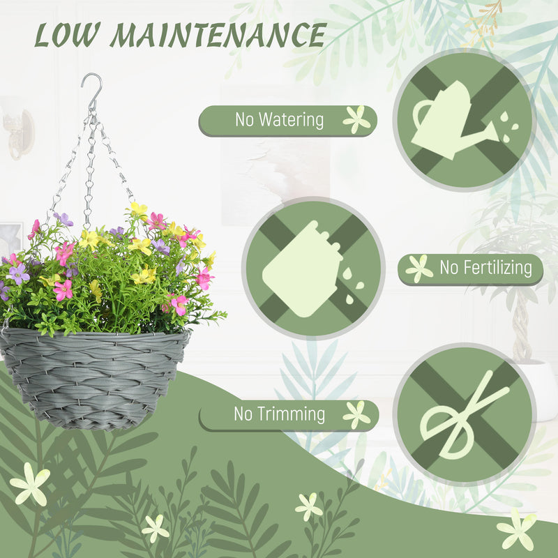 Set of 2 Artificial Hanging Cosmos Flowers for Indoor or Outdoor Display Multicoloured