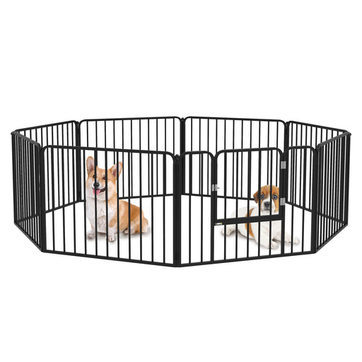 Heavy Duty 8 Panel Dog Playpen for Indoor and Outdoor Use with Secure Latch Black