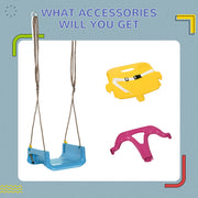 Kids Swing Seat for Safe Indoor and Outdoor Play with Adjustable Ropes Light Blue AOSOM