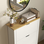 Slim White High Gloss Shoe Cabinet with 3 Flip Drawers and Adjustable Shelves for 18 Pairs by HOMCOM