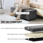 Grey Corduroy Storage Ottoman Bench 112cm With Removable Lid and Legs for Living Room by HOMCOM