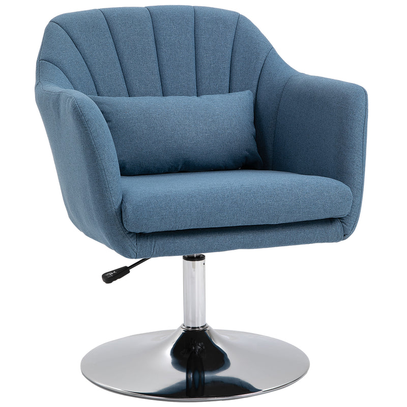 Swivel Accent Chair with Adjustable Height and Lumbar Support for Home Office Blue