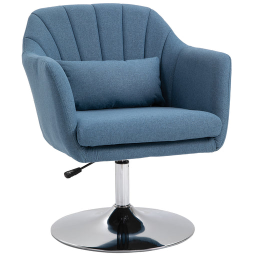 Swivel Accent Chair with Adjustable Height and Lumbar Support for Home Office Blue