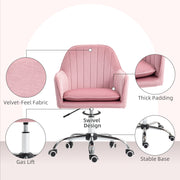 Pink Velvet Feel Tub Office Chair with Padded Seat for Home or Office Use