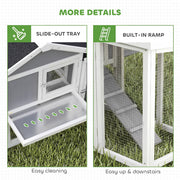 Wooden Chicken Coop with Secure Run and Easy Clean Tray for Small Gardens Grey PawHut