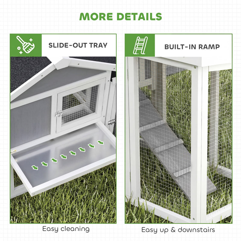 Wooden Chicken Coop with Secure Run and Easy Clean Tray for Small Gardens Grey PawHut