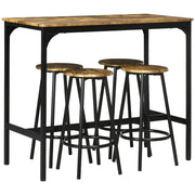 5 Piece Industrial Style Bar Table and Stool Set, Brown and Black by HOMCOM