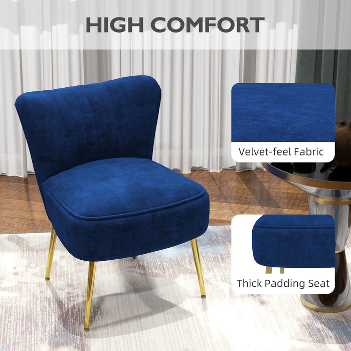 Dark Blue Velvet Feel Tub Accent Chair Stylish and Comfortable Seating by HOMCOM