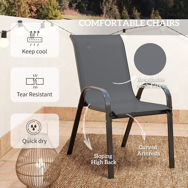 Three Piece Grey Outdoor Garden Furniture Set for Patio and Decking by Outsunny