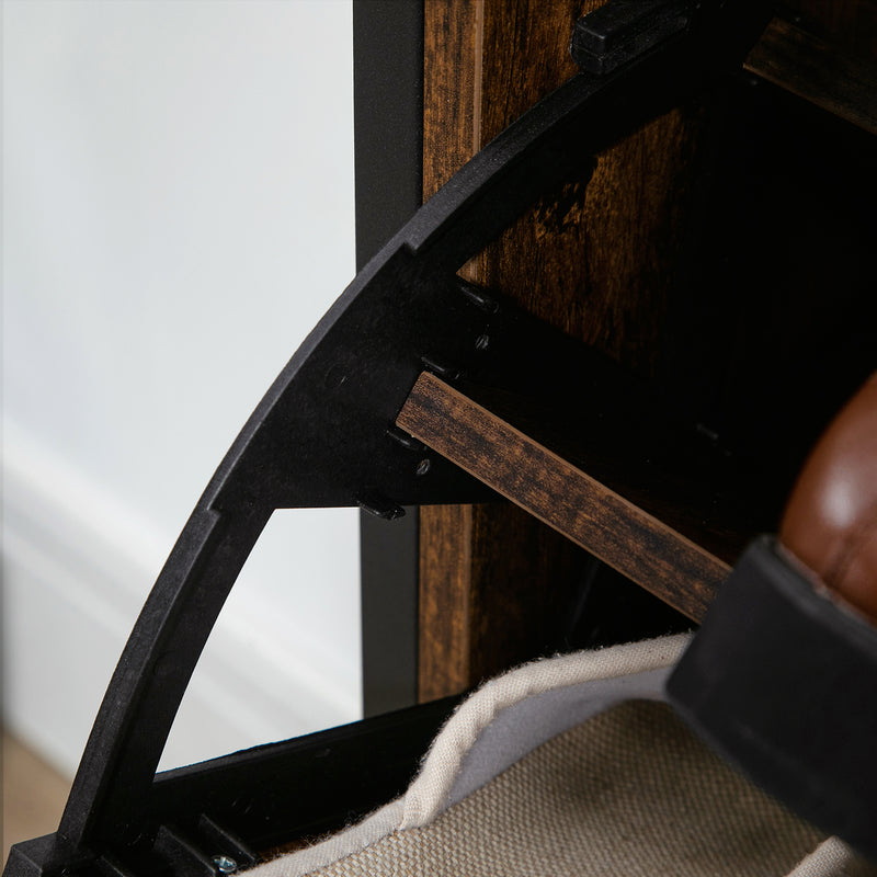 Wood Shoe Storage Cabinet With Two Doors Fits Up To 12 Pairs Ideal For Hallways Oak