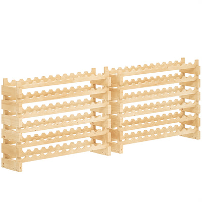 Six Tier Wooden Wine Rack Set of 2 Holds 72 Bottles Ideal for Home Cellar Use Natural
