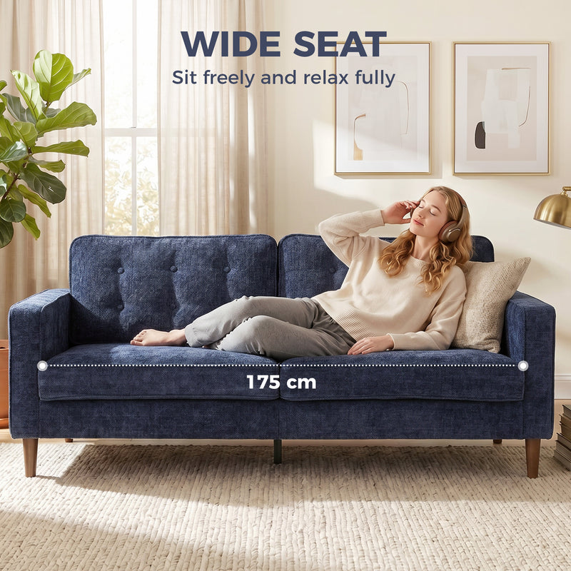 3 Seater Sofa for Spacious Family Seating with Soft Velvet Upholstery Dark Blue