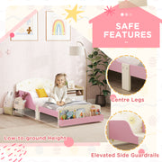 Toddler Bed with Storage and Guardrails Fits 140 x 70cm Mattress For Ages 3 to 8 Pink