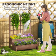 2 Tier Wooden Raised Garden Bed with Trellis and Drainage for Climbing Plants and Vegetables by Outsunny