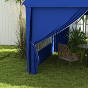 3 x 6m Pop Up Gazebo With Curtains and Windows Ideal for Outdoor Parties Blue Outsunny