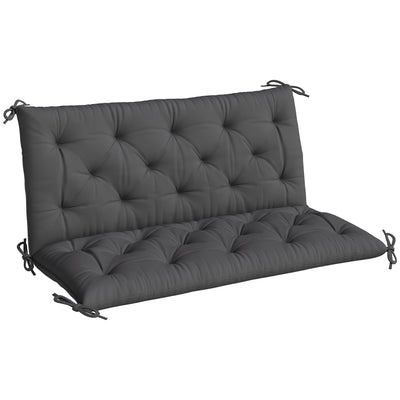 Garden Bench and Swing Seat Cushion for Two Seaters with Water Resistant Cover Black AOSOM