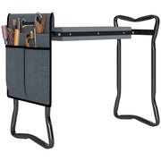 Grey Steel Frame Padded Garden Kneeler with Tool Bag by Outsunny