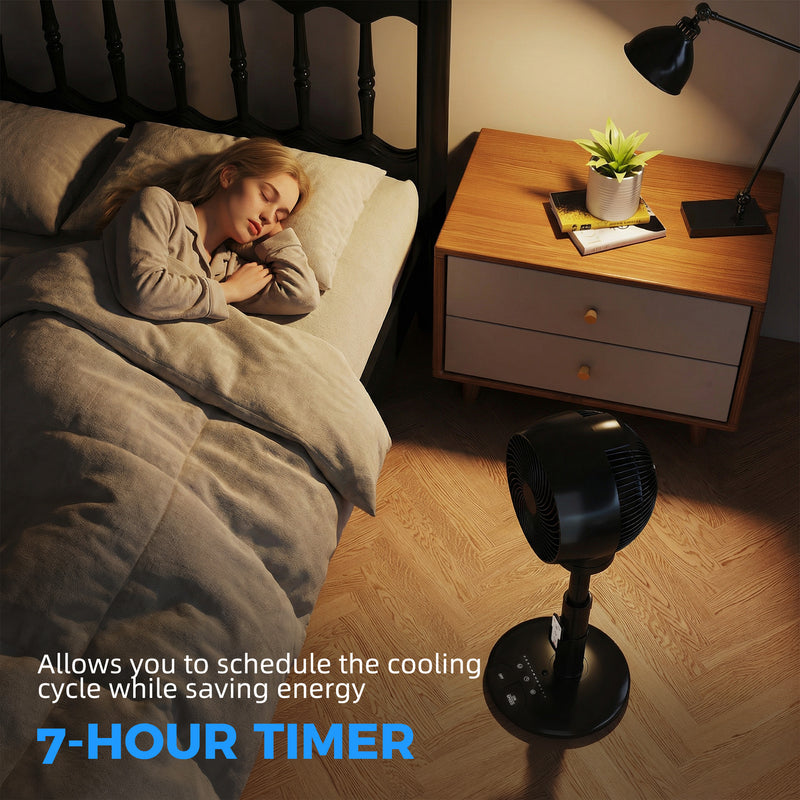 Electric Air Circulator Fan with Remote Control and Timer for Bedroom or Office Black AOSOM