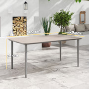 Light Grey 6 Seater Garden Dining Table with Rust Resistant Metal Frame and WPC Top by Outsunny