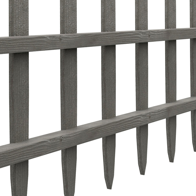 Grey Wooden Garden Edging Fence Set of 4 Decorative Panels for Landscaping Borders