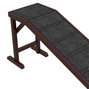 Non Slip Pet Ramp for Dogs and Cats With Carpeted Surface for Easy Climbing Brown and Grey AOSOM