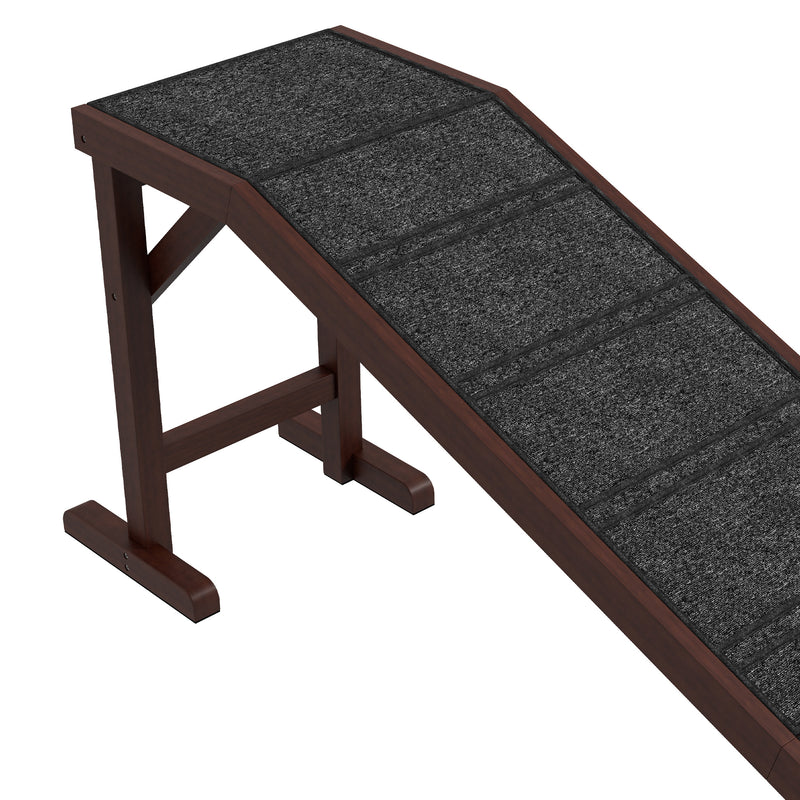 Non Slip Pet Ramp for Dogs and Cats With Carpeted Surface for Easy Climbing Brown and Grey AOSOM