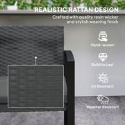 Grey Black Two Seater Rattan Garden Bench Weather Resistant by Outsunny