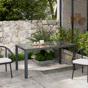 Grey Aluminium Rectangular Garden Table With Tempered Glass Top Ideal For Outdoor Dining 150cm