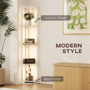 Modern Oak Corner Floor Lamp with Dimmable Warm White LED for Living Room or Bedroom