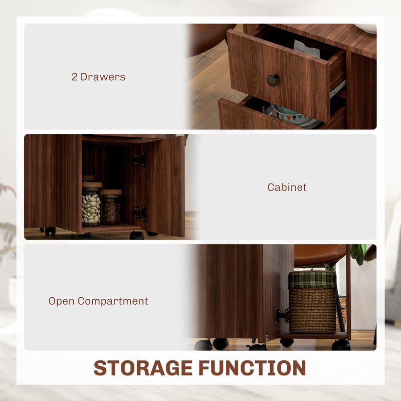 Six Seater Drop Leaf Dining Table With Storage Distressed Brown by HOMCOM