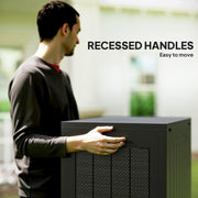 93L Waterproof Garden Storage Box With Handles For Outdoor Use Plastic Container Black AOSOM