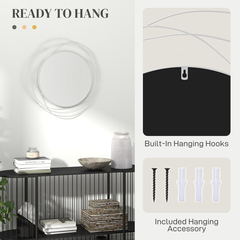 Decorative Metal Wire Wall Mirror With Mounting Accessories Ideal for Hallway or Lounge Silver