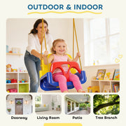 Kids Swing Seat With Adjustable Ropes and Safety Harness for Garden or Indoor Use Multicolour AOSOM