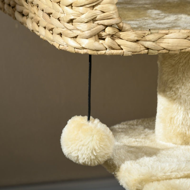 Cat Tree with Multi Level Scratching Posts and Hammock for Indoor Cats Brown and Beige AOSOM