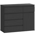 Sideboard with Five Drawers and Cabinet for Organised Home Storage Black AOSOM