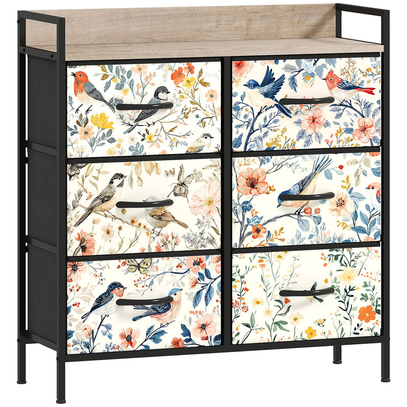 6 Drawer Chest of Drawers with Spacious Storage for Bedroom or Living Room White