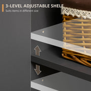 Modern Sideboard with Adjustable Shelves and Storage Drawers for Dining Room Dark Grey