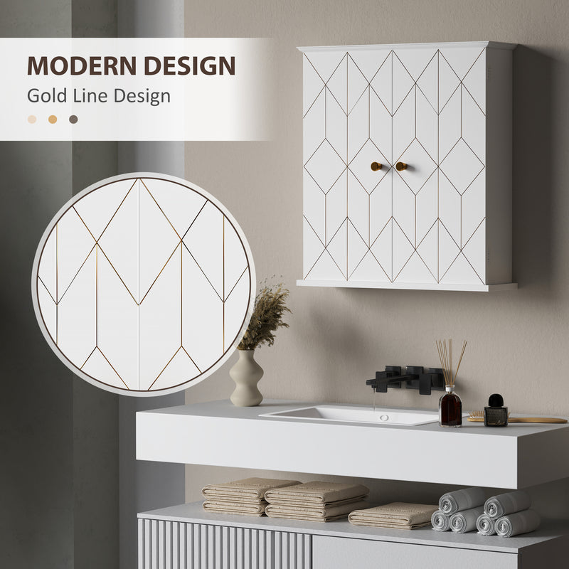 White Wall Mounted Bathroom Cabinet With Adjustable Shelf and Double Doors by HOMCOM