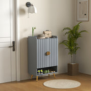 Light Grey Shoe Cabinet with Adjustable Shelves Holds 15 Pairs Ideal for Hallway Storage
