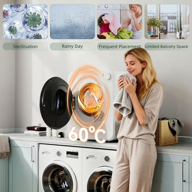 Compact Tumble Dryer for Small Flats with 5 Programmes and Flexible Installation White