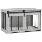 Large Dog Crate Furniture with Removable Cushion and Wide Top Surface for Storage Grey
