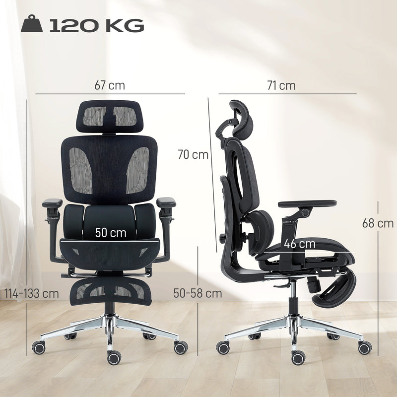 Ergonomic High Back Mesh Office Chair With Lumbar Support For Home Or Work, Black AOSOM