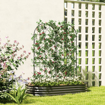 Set of 2 Metal Garden Trellis Panels for Climbing Plants and Flowers 150 x 50cm by Outsunny
