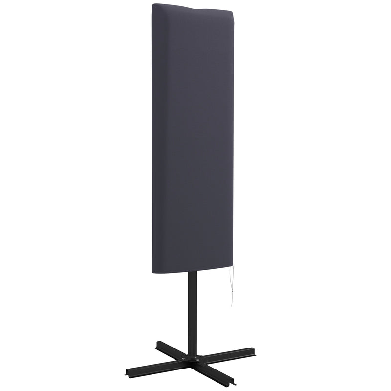 Dark Grey Cantilever Parasol Cover with Zipper and Rod for Garden Umbrella Protection
