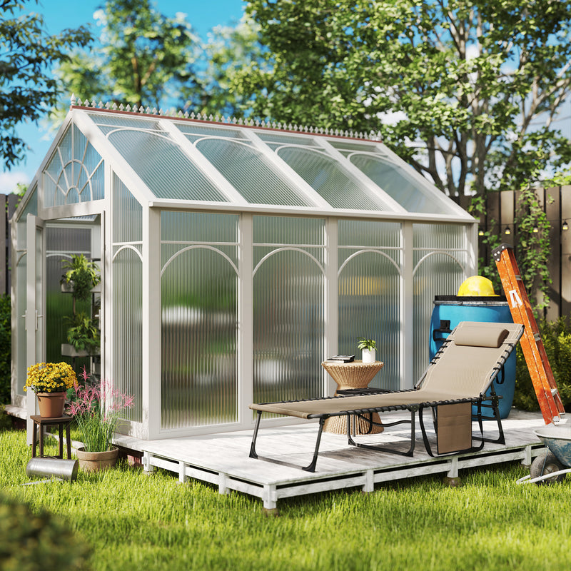 Five Position Reclining Sun Lounger Adjustable Outdoor Chair Beige by Outsunny