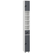 Slim Tall Bathroom Cabinet with Drawers Shelves and Cupboards for Storage Grey